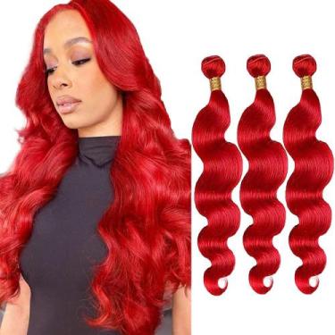Imagem de Extensões de cabelo GveoxVO Red Body Wave 100% Brazilian Virgin