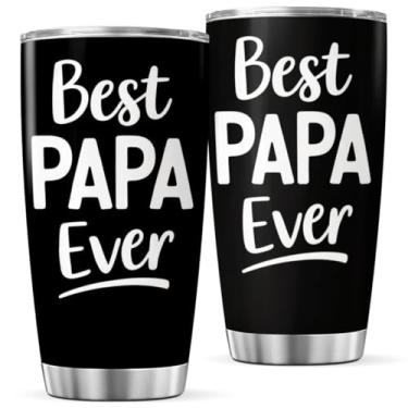 Imagem de CUBICER Best Papa Ever Design Gift For Dad Copo de aço inoxidável 590 ml Ideal Dia dos Pais ou Presente de Aniversário Avô Café Cool Outdoor Drink Isolado Hot Iced Mug Heat
