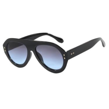 Imagem de Óculos de sol vintage femininos para homens, óculos de sol de grife de luxo, armação punk anti-luz azul (preto, cinza e azul)