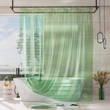 Imagem de Cortina de chuveiro AmazerBath 100% EVA Luxury Soft Clear Verde Menta
