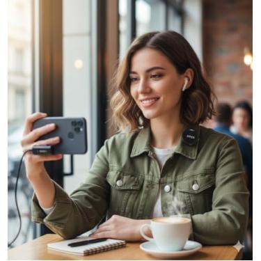 Imagem de Microfone Lapela Sem Fio com Imã Captação Clara, Cancelamento de Ruído e Alta Mobilidade Tipo C android e IOS (Lightning (IPhone 8 ao 14))