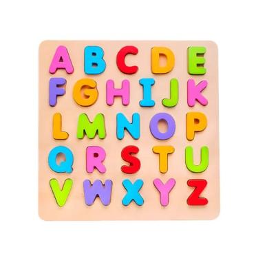 Imagem de Life Quebra-Cabeça Alfabeto Madeira Infantil Didático Colorido - Brinquedo Educativo para Aprendizado Precoce e Desenvolvimento de Habilidades Motoras e Cognitivas