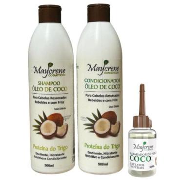 Imagem de Kit Cabelos Cacheados Capilar Coco Shampoo maycrene, sham+cond+oleo