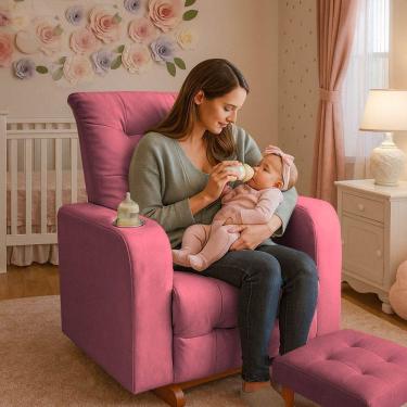 Imagem de Poltrona De Balanço Base Com Puff Gloria Rosa