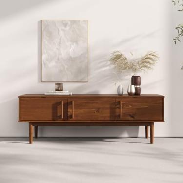 Imagem de IDIMEX Rack Sala Moderno TV 55 Pés Retos Madeira Castanho TECCA