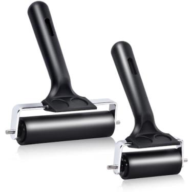 Imagem de Wlivxch 2 rolos de borracha rígida (10 cm e 5 cm) para impressão, impressão a tinta, aplicação de colagem, estampagem, piso de barco e instalação de papel de parede - Ferramenta preta