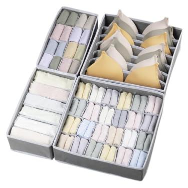 Imagem de LEHSGY 4 organizadores de gavetas dobráveis para roupas íntimas e sutiãs, organizadores de gaveta de roupas íntimas, divisórias para roupas de bebê, lingerie, calcinha, cachecol, gravatas
