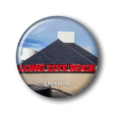 Imagem de Ohio Cleveland Rock & Roll Hall of Fame Adesivo Ímã de Geladeira Vidro Cristal 3D Ímãs de Geladeira Viagem Cidade de Cleveland Colecionável Lembrança Presentes Decoração de Geladeira