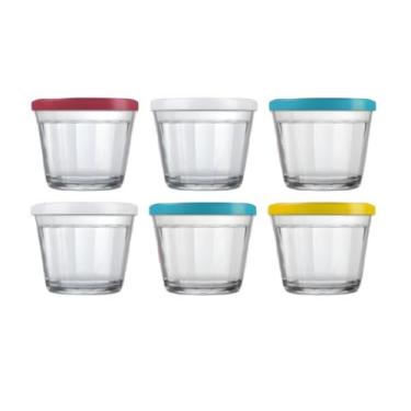 Imagem de Conjunto de tigelas Tigelas de vidro transparente com tampas, com capacidade para 350 ml, 600 ml ou 1000 ml, adequadas para congelamento ou uso no micro-ondas.(6 Tigelas 350ml)