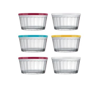 Imagem de Conjunto de tigelas Tigelas de vidro transparente com tampas, com capacidade para 350 ml, 600 ml ou 1000 ml, adequadas para congelamento ou uso no micro-ondas.(6 Tigelas 600ml)