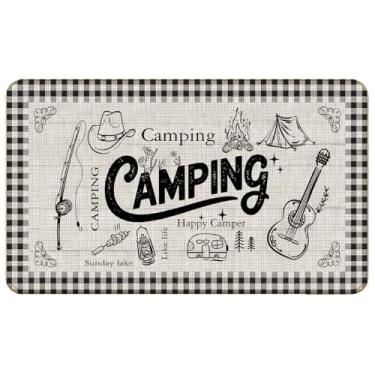 Imagem de WARDOS Tapete de porta de acampamento, preto buffalo, xadrez, capacho para trailer, porta da frente, entrada externa, alpendre, capacho externo, 43 x 76 cm