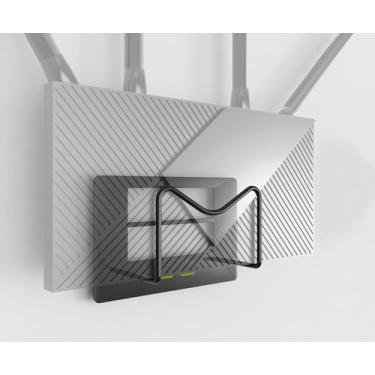 Imagem de Organizador de parede para roteador WiFi, sem perfuração, suporte de parede pequeno para TP-Link, ROKU, roteador, modem, gamepad, anel esportivo e outros reprodutores de mídia capa de CD (preto)