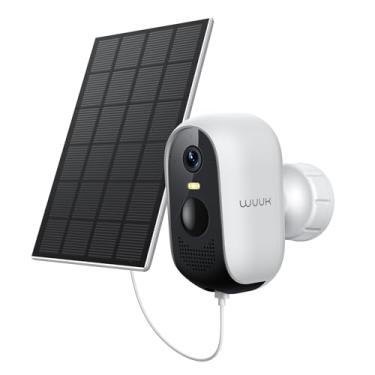 Imagem de Câmera solar WUUK, requer estação base, câmeras de segurança doméstica sem fio ao ar livre, HD 2K, sem taxa mensal, compatível com Alexa e Google