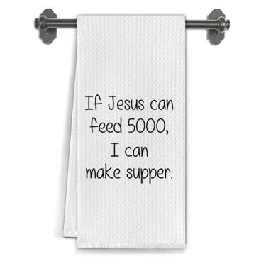 Imagem de Elefeltclave Toalhas de cozinha cristãs engraçadas, presentes de Jesus cristão para mulheres homens amigo prato toalha de chá para decoração de cozinha, versículo bíblico presentes toalhas de mão