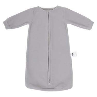 Imagem de Saco de Dormir Bebe com Manga em Tecido Soft com Zíper Invertido (Cinza, P)