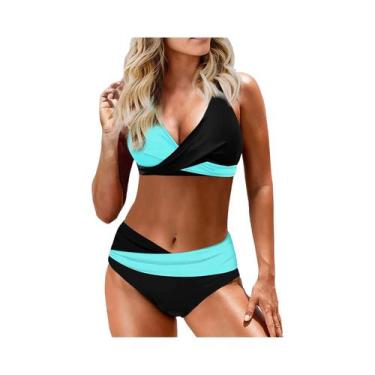 Imagem de Biquini Vintage Halter com Cintura Alta - Push Up - Conjunto para Mulh