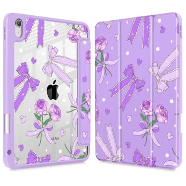 Imagem de Tuiklol Capa para iPad Air 11 polegadas (M3 2025/M2 2024) 6ª geração/iPad Air 10,9 polegadas 2022 2020 5ª/4ª geração, porta-lápis Buit in com capa à prova de choque traseira transparente despertar