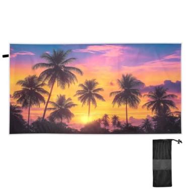 Imagem de ATTX Toalha de praia com palmeiras de coco 79 x 188 cm - Cobertor de microfibra leve de secagem rápida e resistente à areia para piscina, ioga, academia e viagens | Esportes de banho de natação