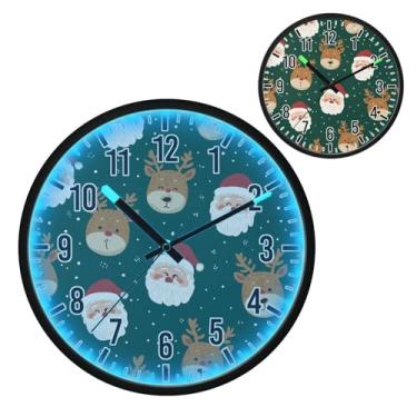 Imagem de Blueangle Relógio de parede LED que brilha no escuro e ativado por voz, design silencioso de Papai Noel de 30,5 cm, operado por bateria para decoração de quarto e sala de estar (505)