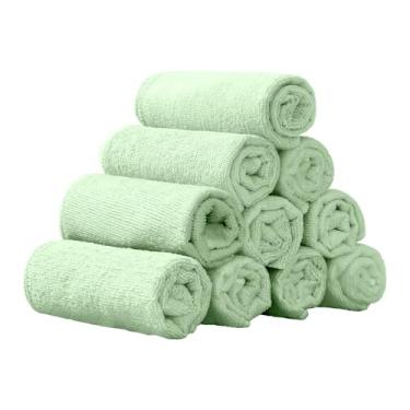 Imagem de WLLYXUS Pano de limpeza de microfibra de bambu, 8 ou 10 peças de panos de lavagem de cozinha reutilizáveis, toalhas de madeira para janela de cozinha vidro carro (verde, 25,4 cm, 8 peças)