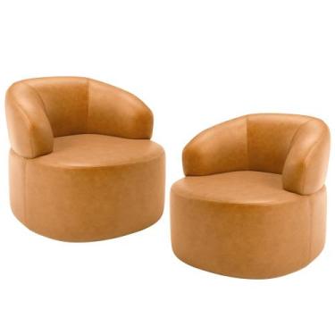 Imagem de Kit 02 Poltronas Giratória Orgânica Para Sala Living Helena L02 materi