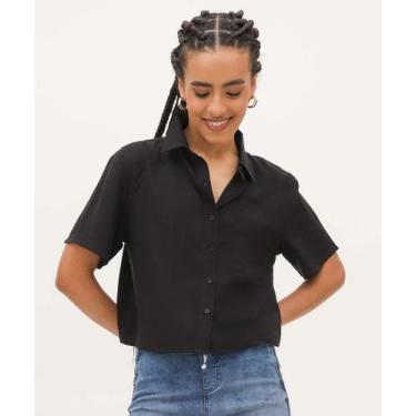 Imagem de Camisa Cropped Feminina Manga Curta Marisa-55006, Preto, M