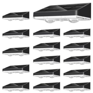 Imagem de NIORSUN Luzes solares de cerca, pacote com 16 lâmpadas solares, cor branca quente, lâmpada LED IP65 à prova d'água, lâmpada de pátio elétrica com lentes para exterior/quintal/corrimão/quintal (preto)