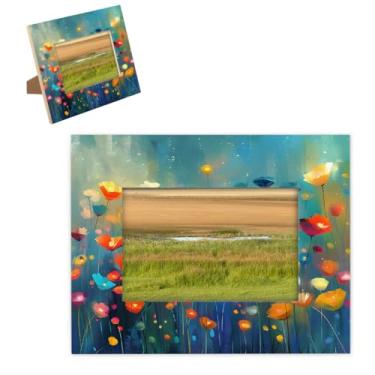 Imagem de hongjinglin Porta-retrato de 20,3 x 25,4 cm, flores de madeira, papoula, mola, coloridas, com tapete, para parede e mesa, para decoração de casa e amigos da família, ideias de presente de casamento