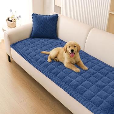 Imagem de Smiry Capas antiderrapantes para apoio de braço de sofá para cães, capas felpudas para sofá e animais de estimação, capas macias laváveis para poltronas reclináveis (azul marinho, 70 cm x 70 cm)