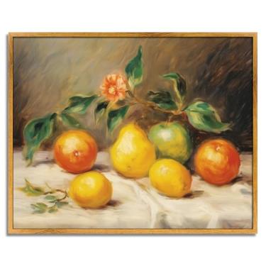 Imagem de Impressão vintage de frutas mortas arte de parede laranja pera impressões de frutas rústicas arte natureza morta pintura moderna casa de fazenda limões laranja pôster vintage limão imagem retro