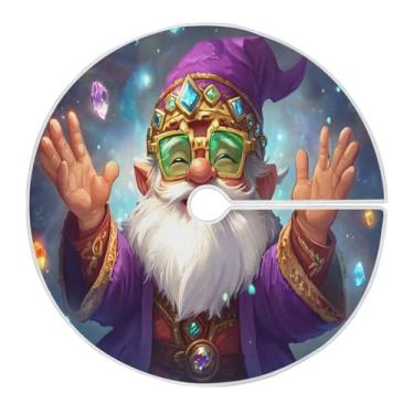 Imagem de Qilmy Saia de árvore de Natal Mardi Gras fofa de gnomo 89,9 cm, camurça para árvore de Natal, adequada para decoração de armário em ambientes internos e externos, festas, escritórios, lojas