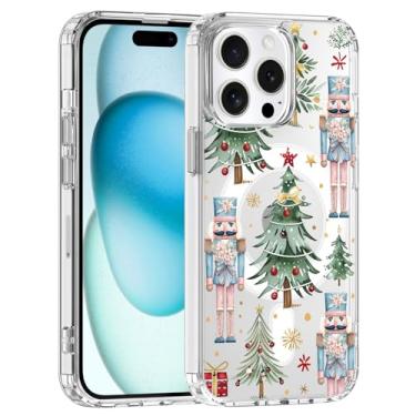Imagem de JOYLAND Capa magnética para iPhone 16 Pro Max, capa de árvore de Natal compatível com MagSafe, capa de telefone transparente, capa protetora de TPU macio antiamarelamento, capa protetora à prova de
