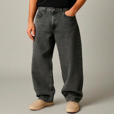 Imagem de Calça Baggy Jeans Estonado Masculino Cargo Vintage Estilo Streetwear -