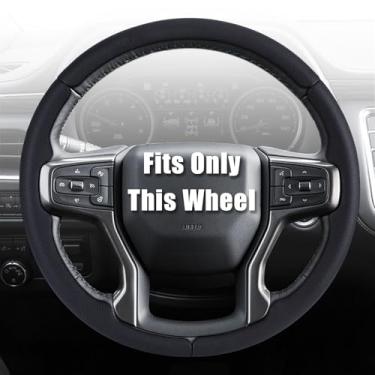 Imagem de Aimato Capa de volante personalizada para Chevy Silverado 1500 2019-2025/2500 3500 2020-2025/Blazer 2019-2025/Suburban Tahoe 2021-2024, fina, antiderrapante, resistente a arranhões para Chevrolet