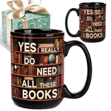 Imagem de Puouoonyi Yes I Really Do Need All These Books Novelty Books Mug for Book Lovers Readers, Book Club Gifts for Women Men, Bookish Coffee Mug, Bookworm, Librarian Gift, Library Bookshelf Mugs