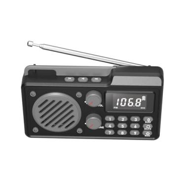 Imagem de Rádio portátil AM FM: rádio de ondas curtas com transistor recarregável de 1500 mAh com melhor recepção, alto-falante Bluetooth sem fio, com tela LCD grande, teclado numérico, fone de ouvido