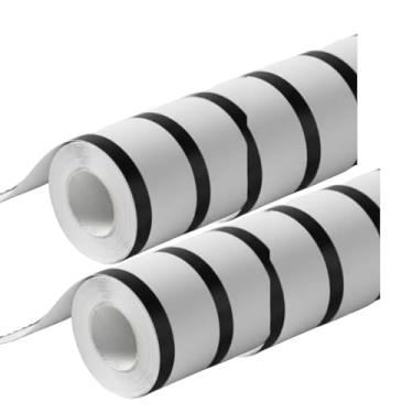 Imagem de Papel de Parede Adesivo PVC Listrado Preto e Branco, 5m x 45cm, Autoadesivo, Removível, 380g