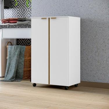 Imagem de Sapateira multiuso para casa organizador com rodinhas para escritório com acabamento flex(branco/branco canela)