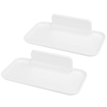 Imagem de Diakey Pacote com 2 prateleiras dobráveis de cabeceira, prateleiras flutuantes adesivas para parede, sem perfuração, organizador de óculos e perfume, suporte de telefone para quarto, banheiro, trailer