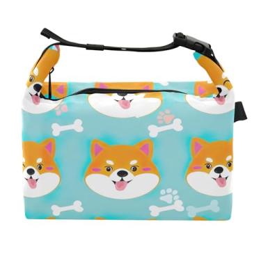 Imagem de TSENQUE Lancheira azul personalizada para mulheres adultas Shiba Inu Lancheira térmica portátil personalizada para trabalho