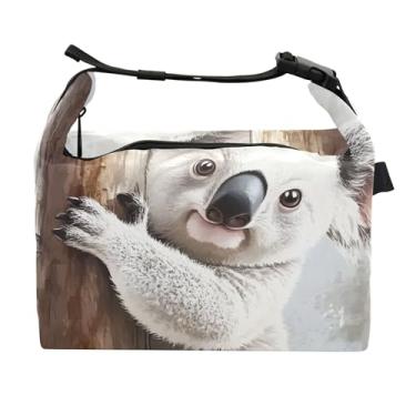 Imagem de TSENQUE Linda lancheira feminina com estampa de urso coala, isolada para trabalho, macia, para adultos, lancheira com alça de ombro ajustável