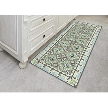 Imagem de IRI-GIRI Tapete decorativo de vinil para cozinha, linóleo, PVC, tapete para corredor de azulejos, colorido, durável, antiderrapante, lavável à mão e protege pisos 160 x 60 cm, Victoria 227