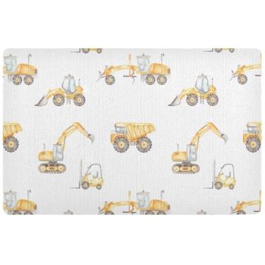 Imagem de TSENQUE Capacho personalizado para veículos de construção, caminhão, empilhadeira, tapete de boas-vindas divertido, interior, impermeável, tapete de entrada, tapetes de cozinha, antiderrapante