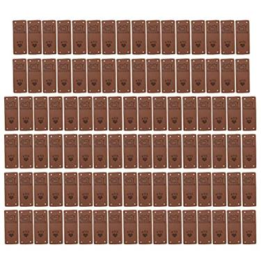 Imagem de Ainoli 100 unidades de etiqueta de couro PU cor feita à mão Soft 4 furos acessórios DIY úteis para carteira Chapéu (Castanho Escuro)
