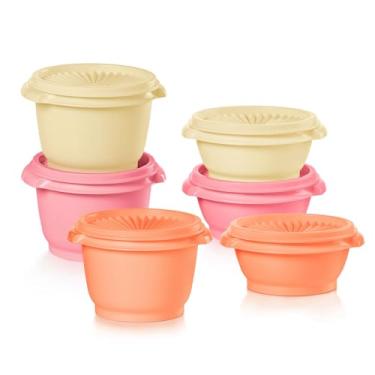 Imagem de Tupperware Heritage Collection, novo conjunto de recipientes de armazenamento de alimentos de 12 peças em cores quentes vintage, lavável na lava-louças e livre de BPA (6 recipientes, 6 tampas)