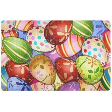 Imagem de Ovos de Páscoa personalizados capacho colorido engraçado tapete de porta da frente tapetes internos para entrada lavável tapete de porta da frente entrada interna 81,3 cm x 50,8 cm