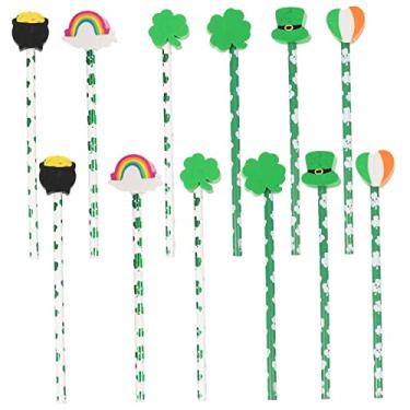 Imagem de Ciieeo 12 lápis irlandês, lápis de arte para festa do dia de São Patrício, lápis fofos para crianças, suprimentos de festa irlandesa, lápis de dia de São Patrício, material escolar para sala de aula