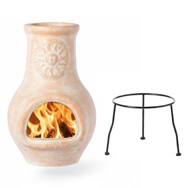 Imagem de Argila para ambientes externos Chimenea Sun Design Carvão Queimador de Carvão com Suporte de Metal