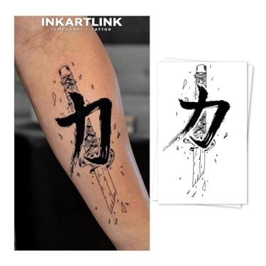 Imagem de INKARTLINK Tattoo Tech, tatuagem semipermanente média de 2 folhas, tatuagens temporárias, duram de 1 a 2 semanas, à prova d'água, visual realista, sem adesivo, sem reflexo (design poderoso)