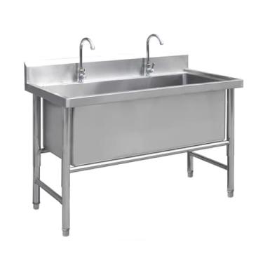 Imagem de Pia de aço inoxidável independente, pia comercial, pia industrial de cozinha, pia de tigela única grande, com kit de drenagem, para garagem, restaurante, cozinha, lavanderia (80 cm)